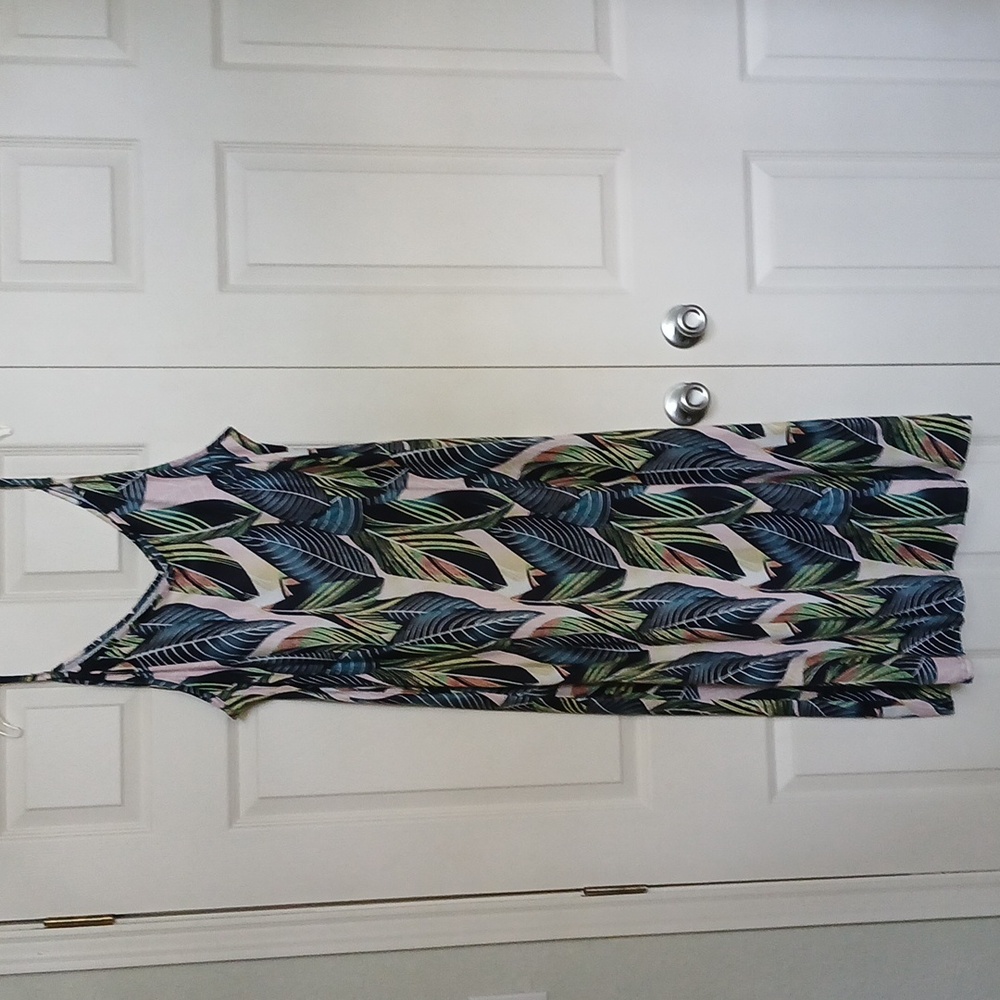 Fit And Flare Tropical Print Maxi Sundress, 3X